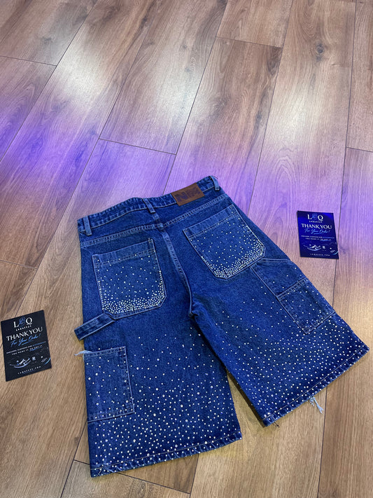 Blue Rhinestone Jorts