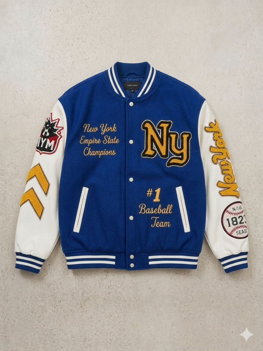 Cobalt Blue 'Empire State' Varsity Jacket