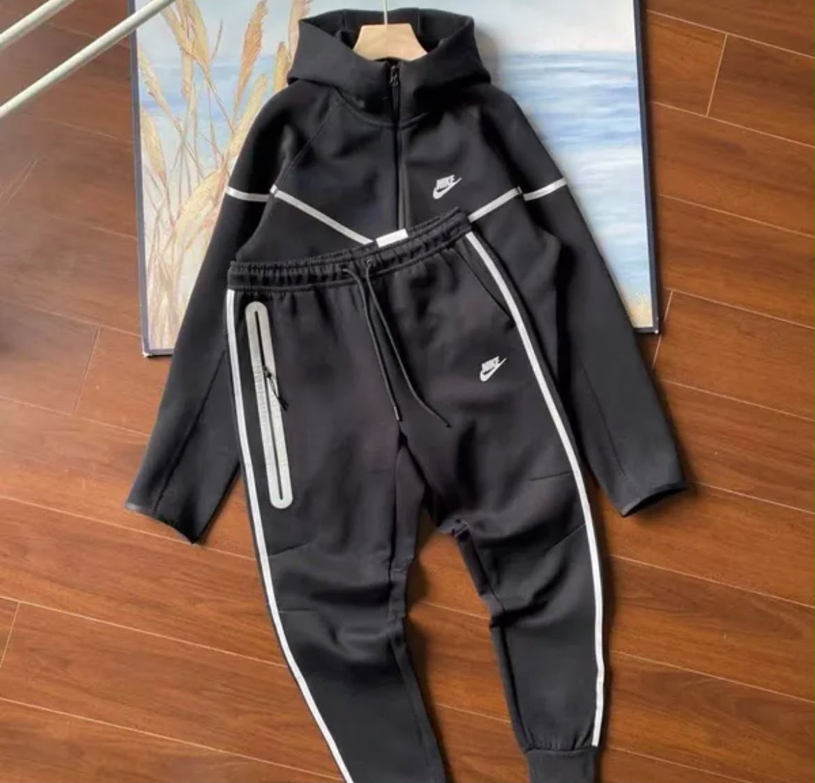 Nike Sportswear Tech Fleece Full-Zip Tracksuit – Anthracite Black/White