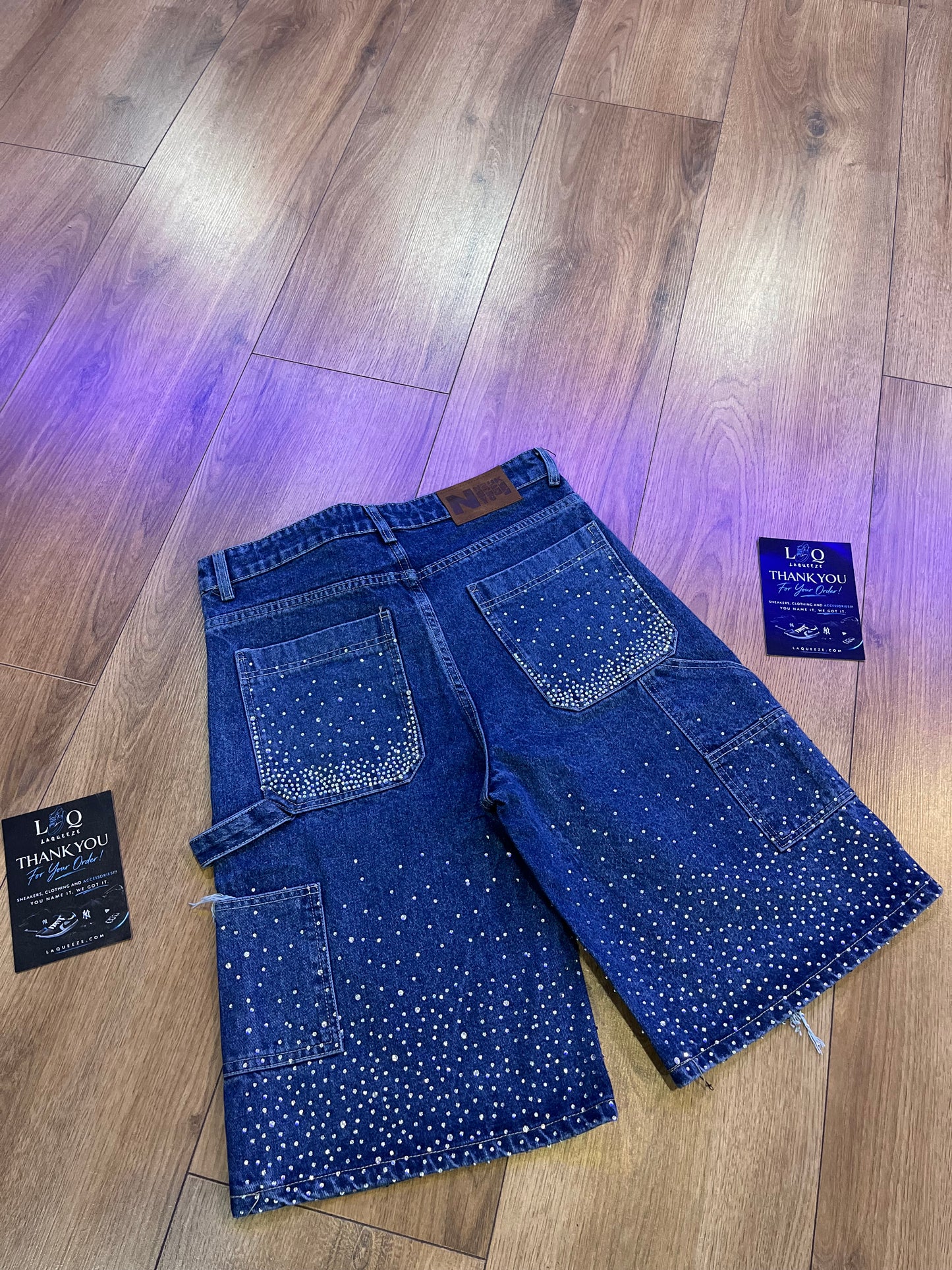 Blue Rhinestone Jorts