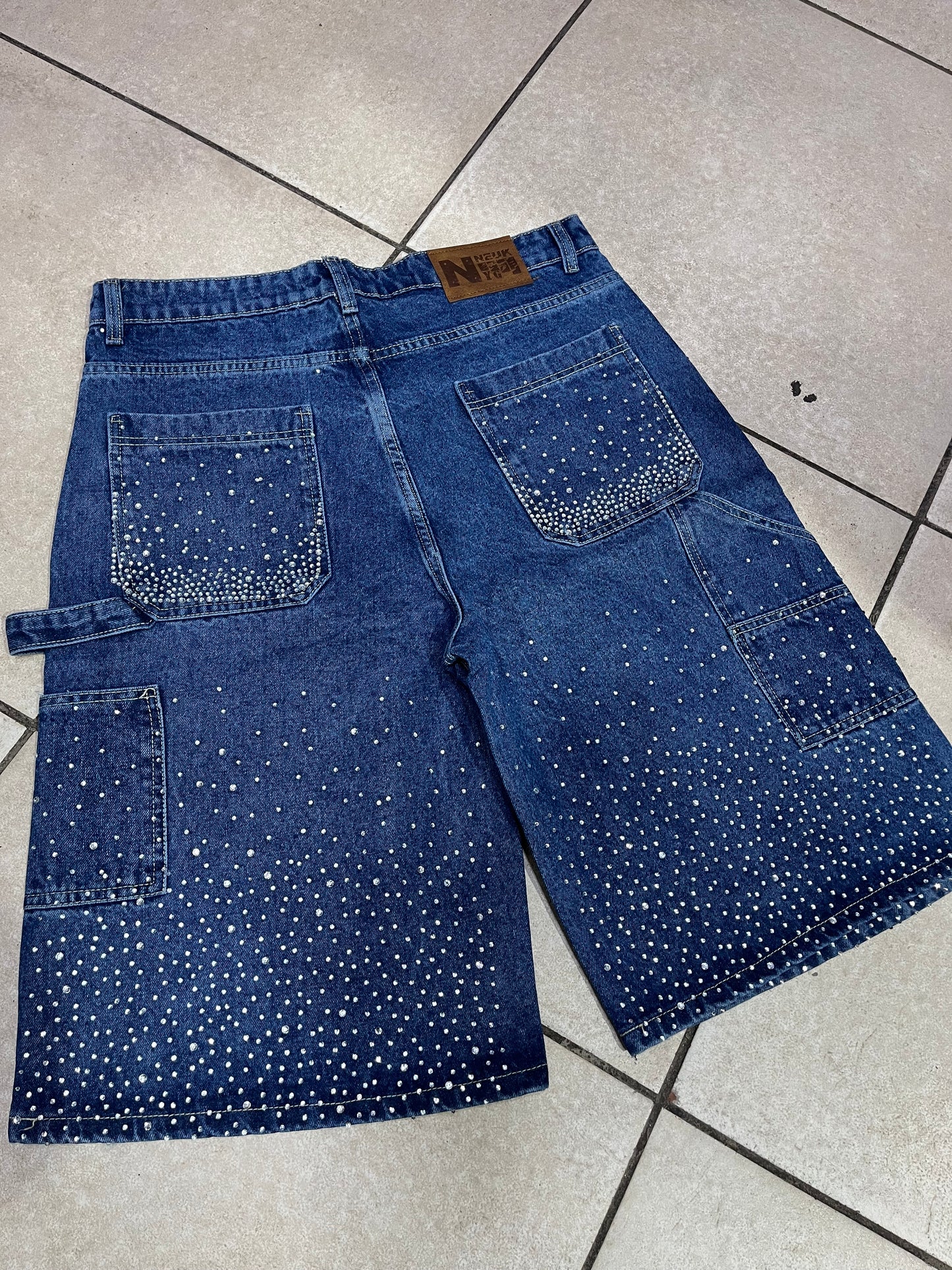 Blue Rhinestone Jorts