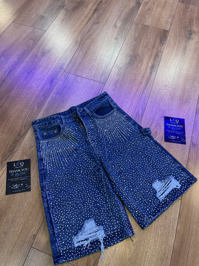 Blue Rhinestone Jorts