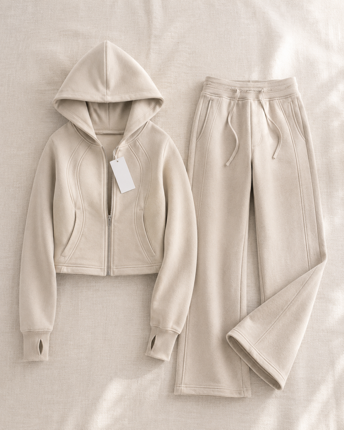 "CloudFleece" Tracksuit Set — Oatmeal Beige