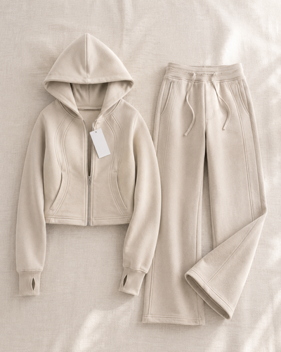 "CloudFleece" Tracksuit Set — Oatmeal Beige