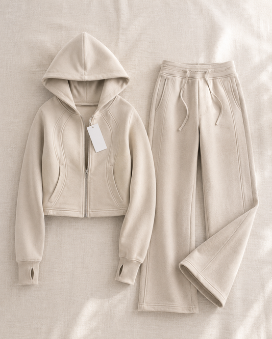 "CloudFleece" Tracksuit Set — Oatmeal Beige