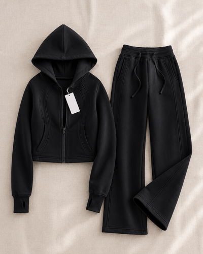"CloudFleece" Tracksuit Set — Matte Black