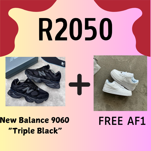 NB 9060 Triple Black + FREE Nike AF1