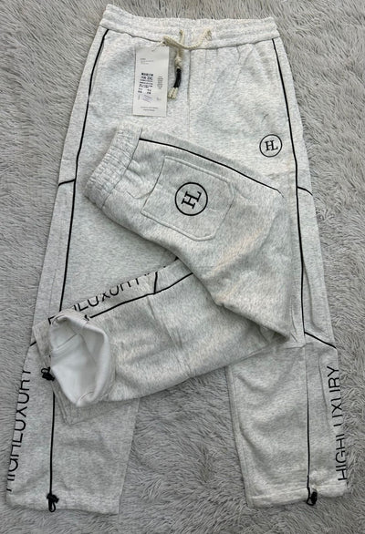 "High Luxury" Paneled Sweats – Heather Grey