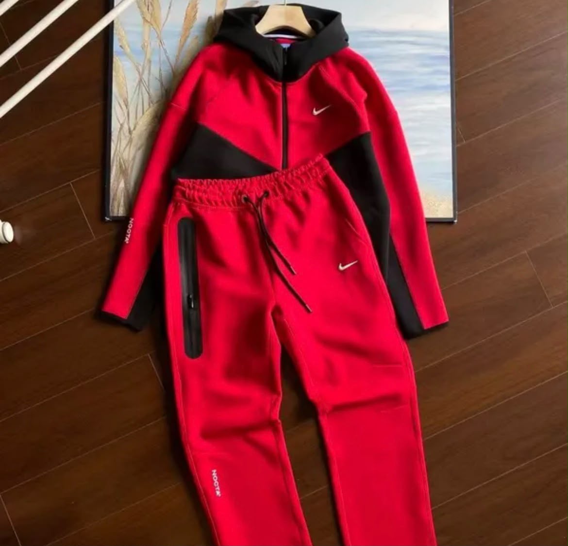 Nike x NOCTA Tech Fleece Hooded Tracksuit – University Red/Black