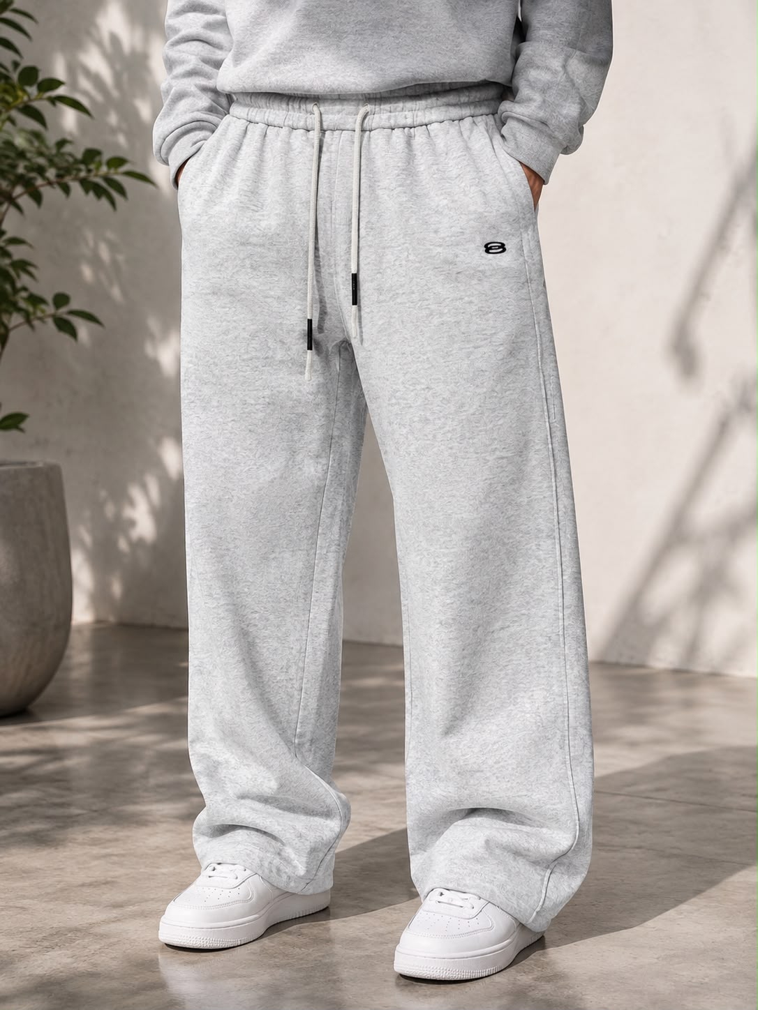 ESSENTIAL HEAVYWEIGHT SWEATPANTS IN MELANGE GREY