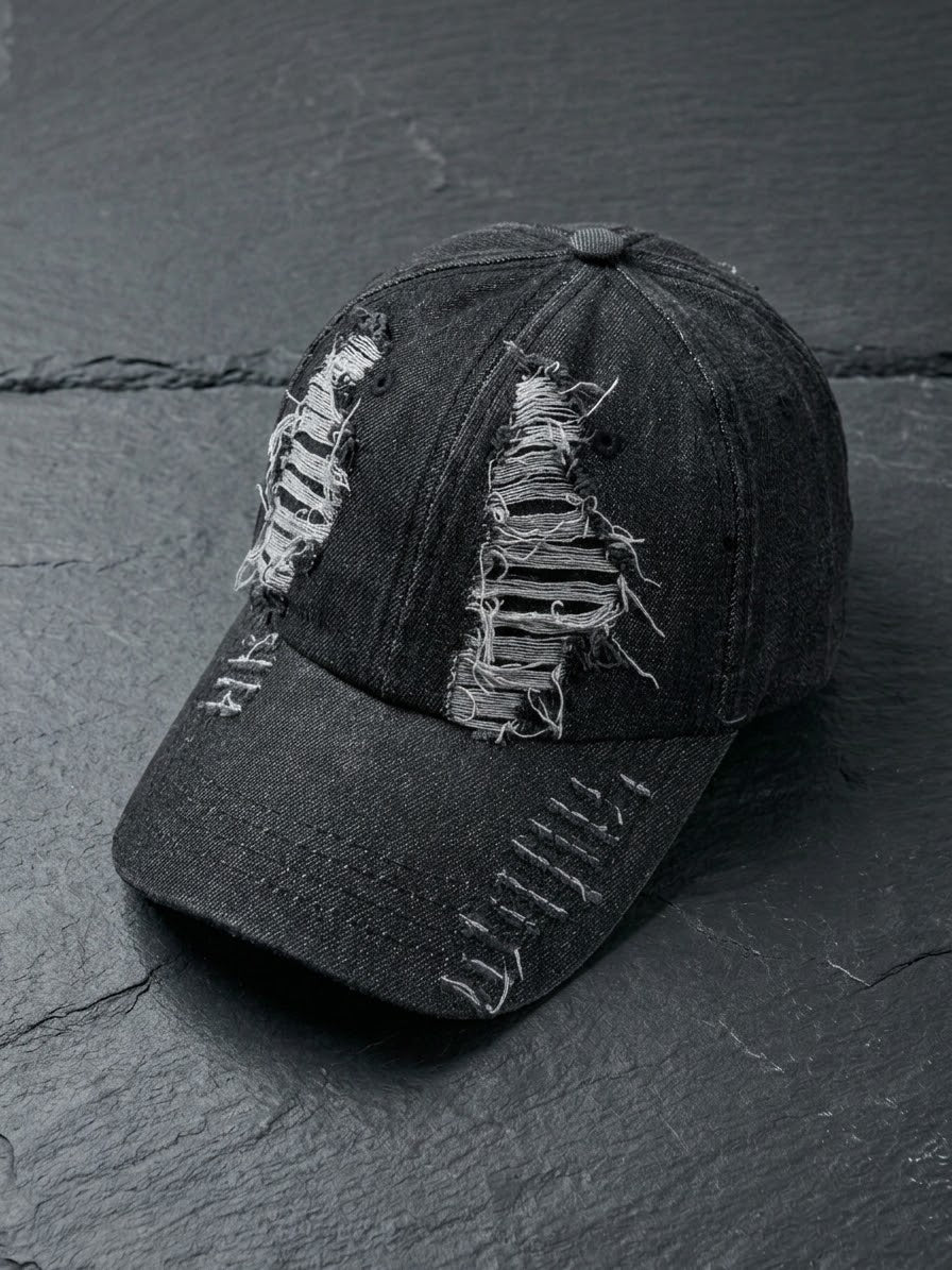 Heavy Ripped Raw Denim Cap
